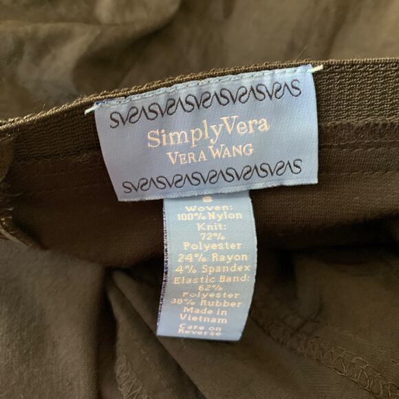 Simply Vera Wang Mini Skirt Black Nylon Elastic waist Back Zip closure women's 8 - Picture 4 of 5